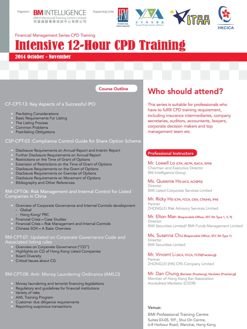 Intensive 12- Hour CPD Training - Updated on Corporate Governance Code and Associated listing rules