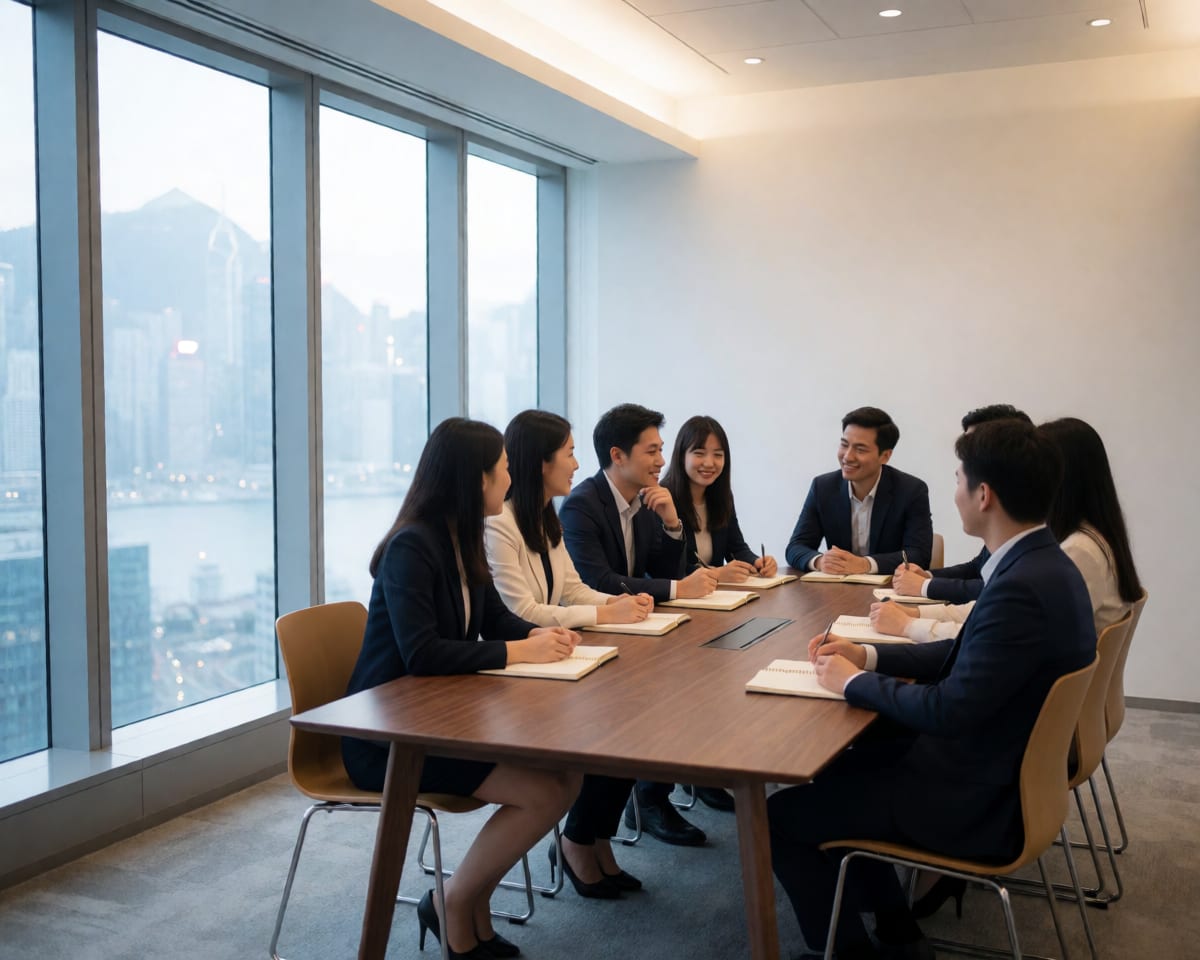 聯盟成員於可眺望維多利亞港的會議廳進行跨界別交流